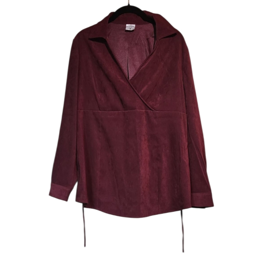 Motherhood Maternity Faux Wrap With Tie Long Sleeve Blouse Size Large